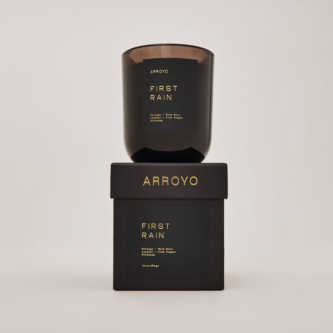 First Rain Black Glass Candle 10 oz