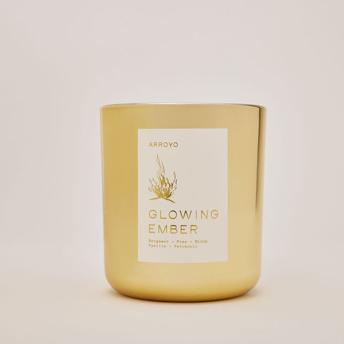 Glowing Ember Gold Glass Candle 13 oz