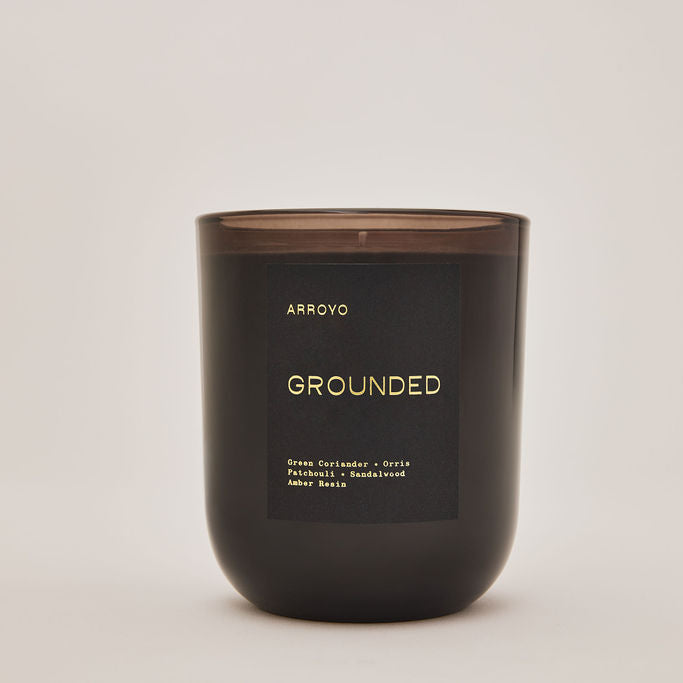 Grounded Black Glass Candle 10 oz