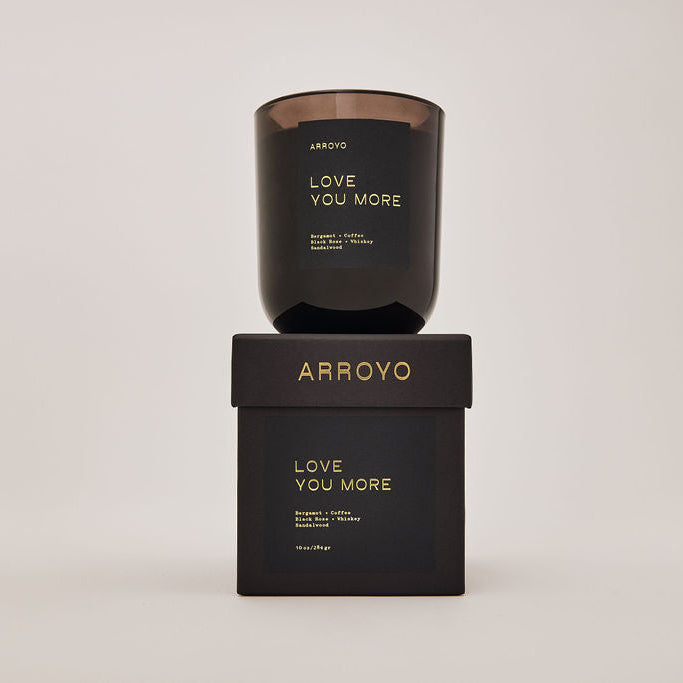 Love You More Black Glass Candle 10 oz