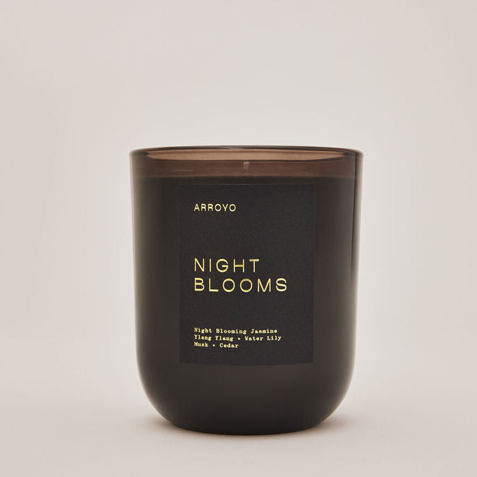 Night Blooms Black Glass Candle 10 oz