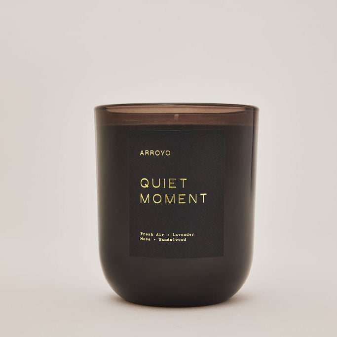 Quiet Moment Black Glass Candle 10 oz