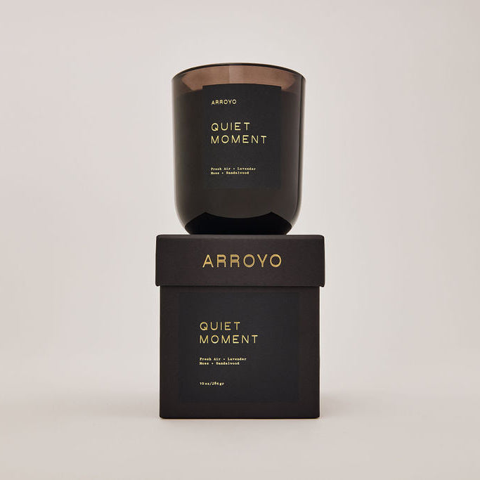 Quiet Moment Black Glass Candle 10 oz