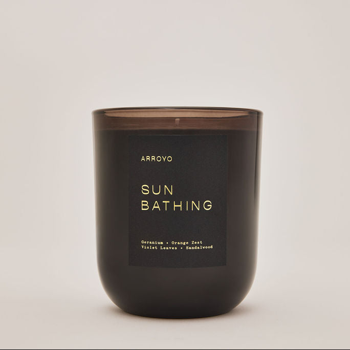 Sun Bathing Black Glass Candle 10 oz