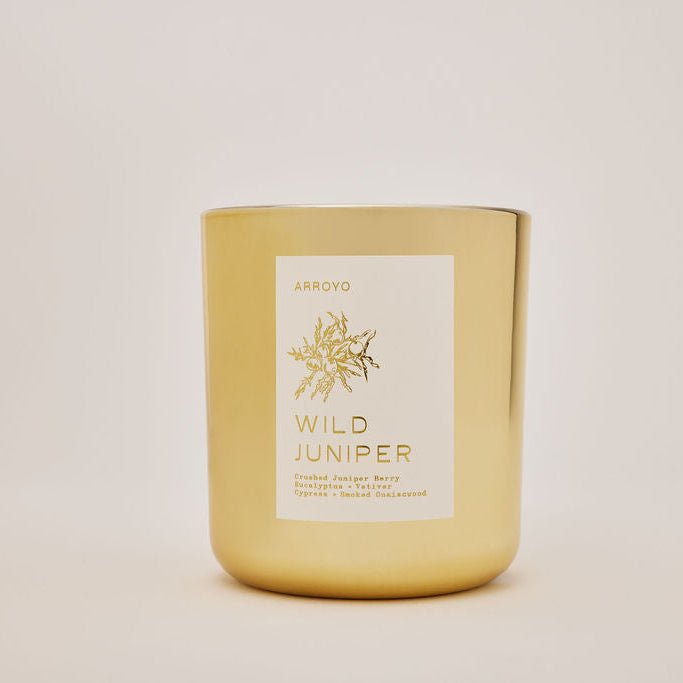Wild Juniper Gold Glass Candle 13 oz